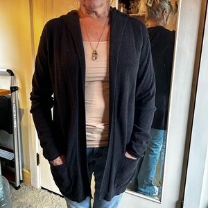 Black Tunic Length Open Front Sweater Nordstrom Caslon